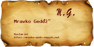 Mravko Gedő névjegykártya